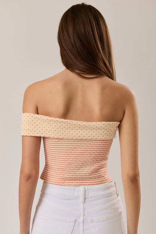 Dot & Stripe One Shoulder Top