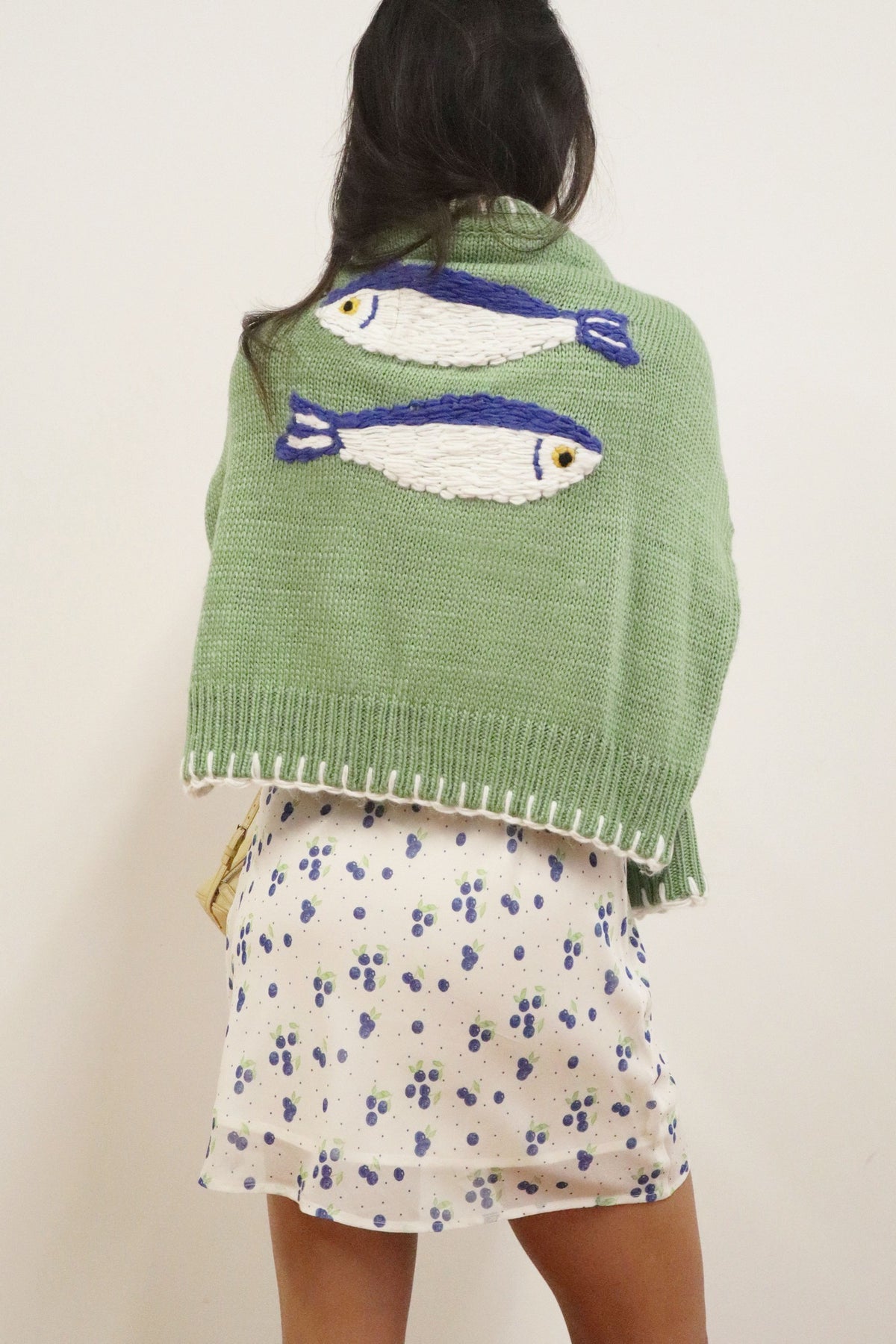 Fish Embroidered Knit Sweater