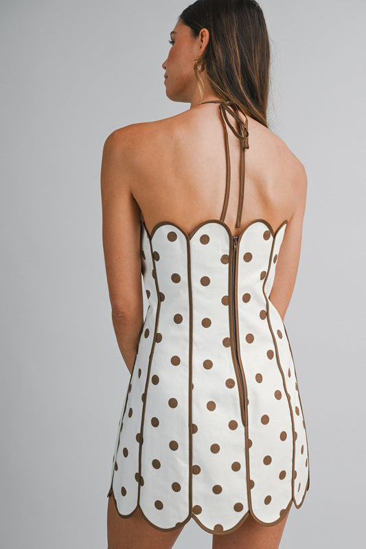 Polka Dot Scalloped Mini Dres