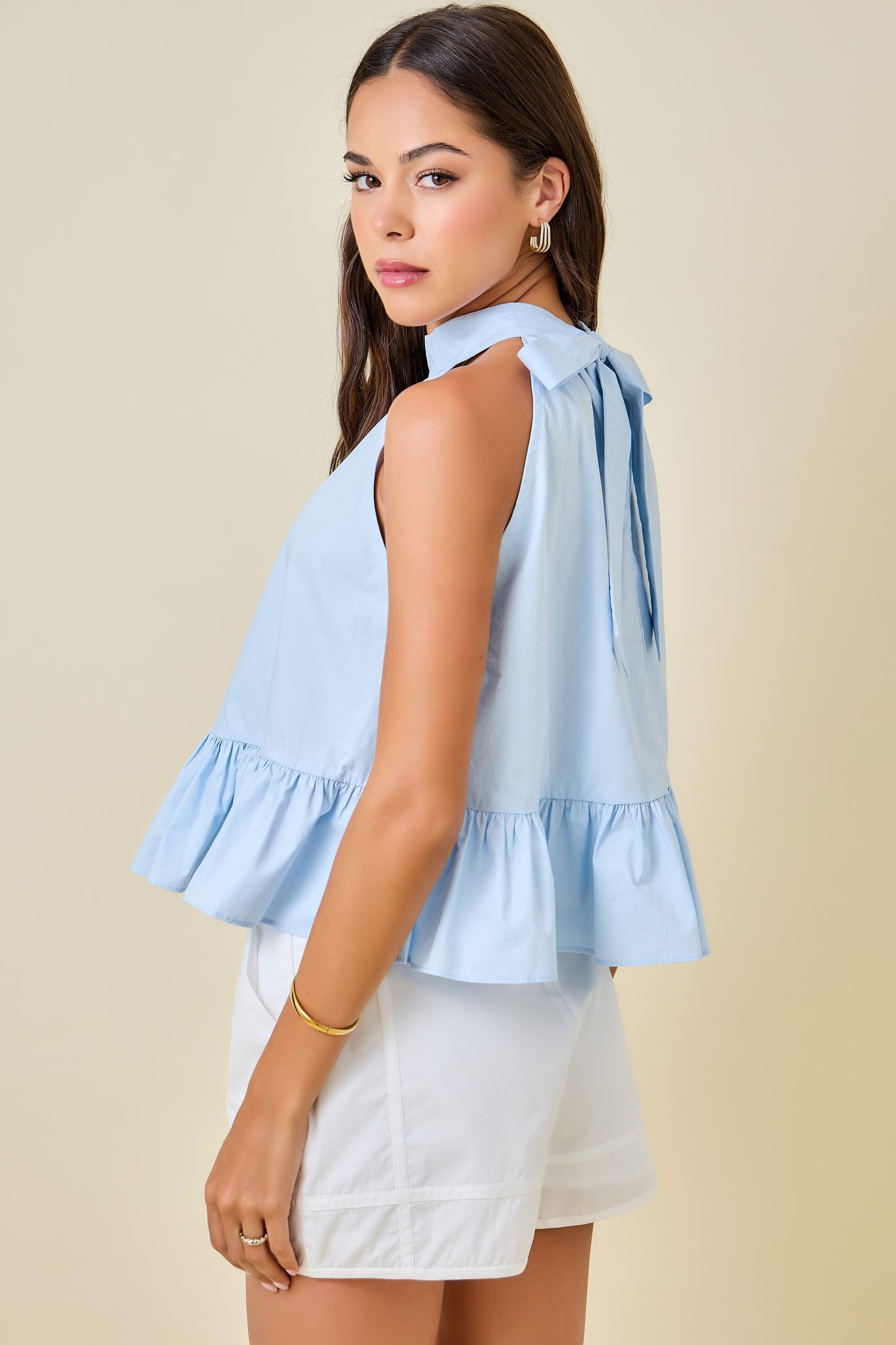 Halter Neck Peplum Top
