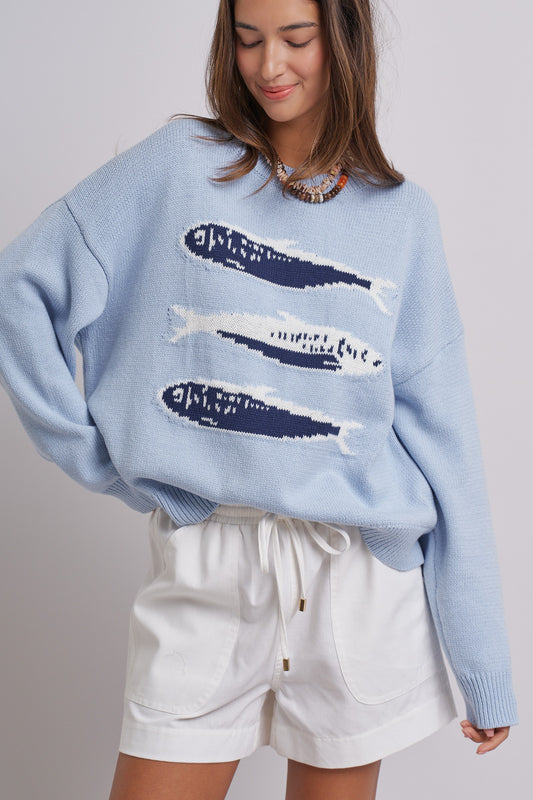 Seaside Sardine Oversized Knit Sweater -PRE ORDER