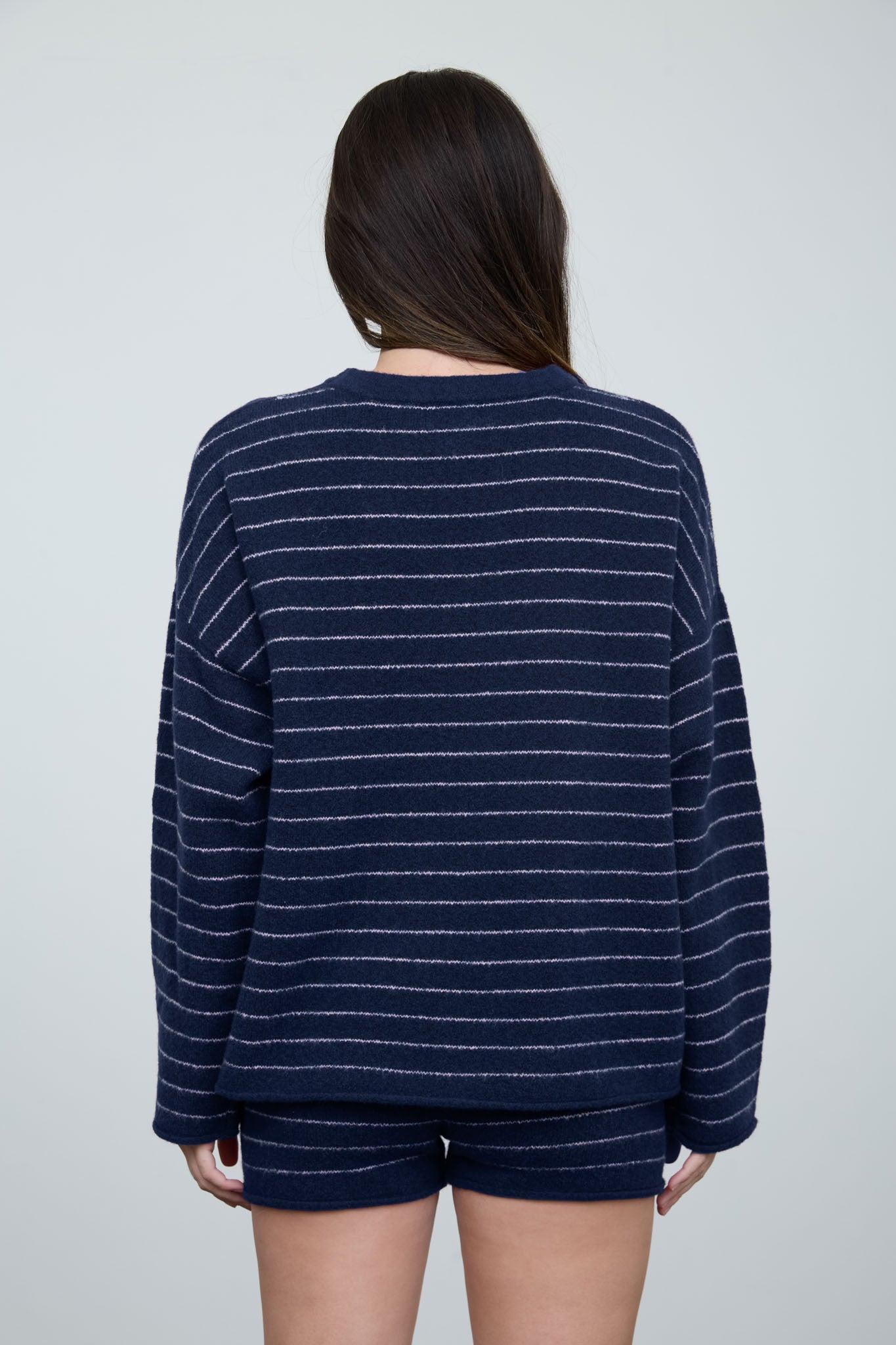 Stripe Crew Neck Boxy Pullover Sweater