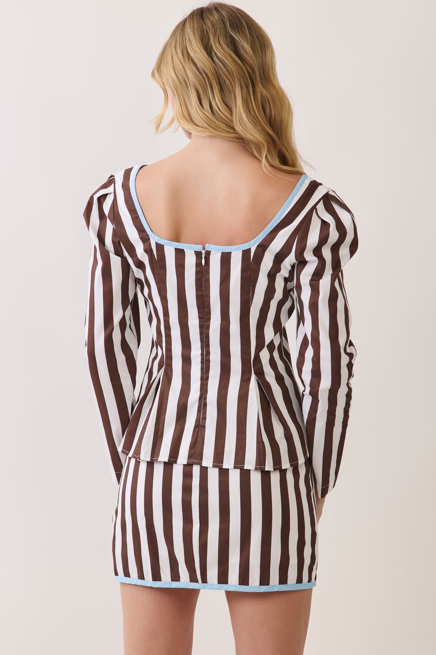 Stripe Scoop Neckline Peplum Top