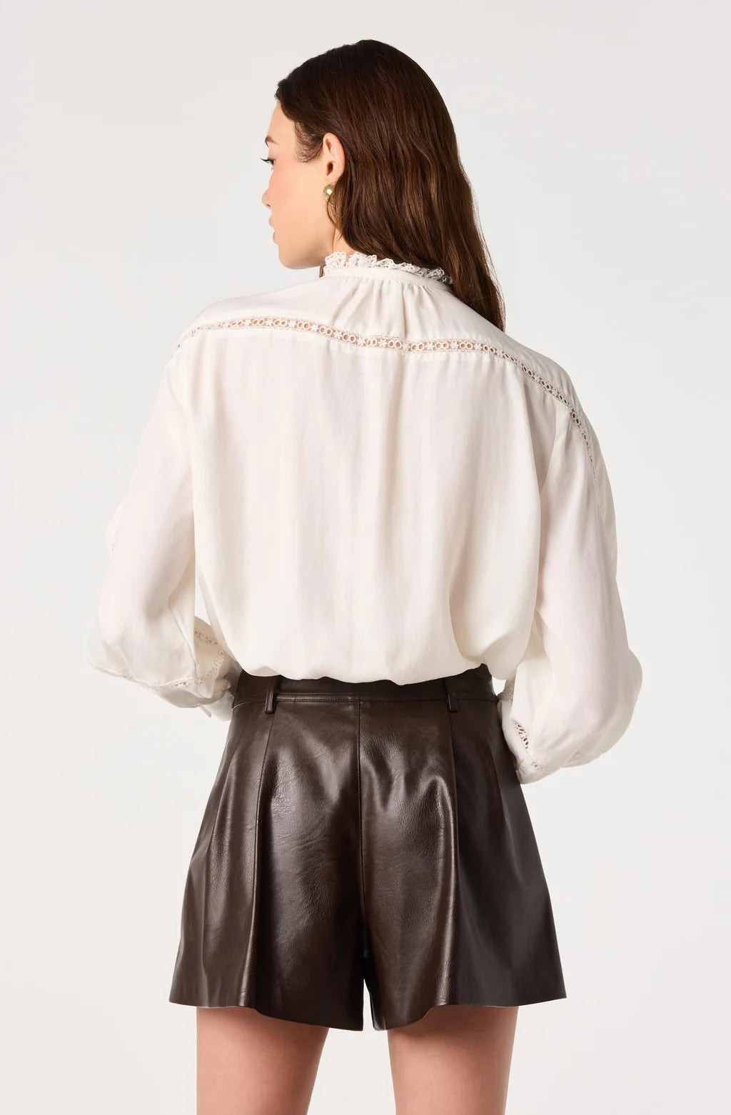 Edith Eyelet Lace-Trim Blouse