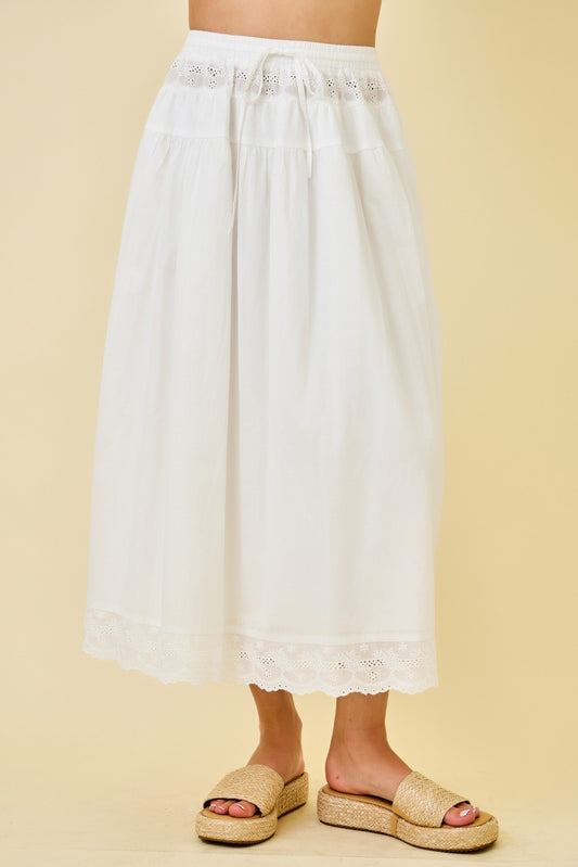 Eyelet Midi Skirt
