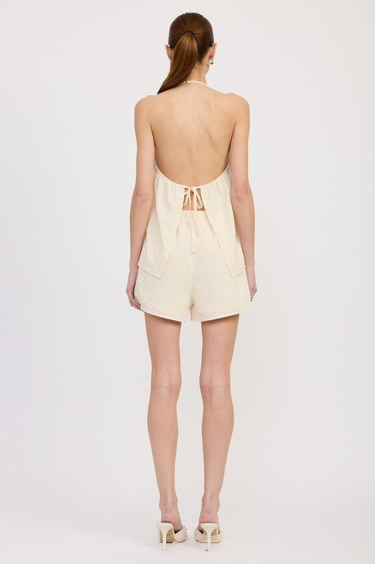 Halter Neck Top With Back Tie