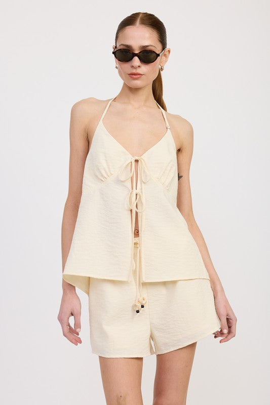 Halter Neck Top With Back Tie