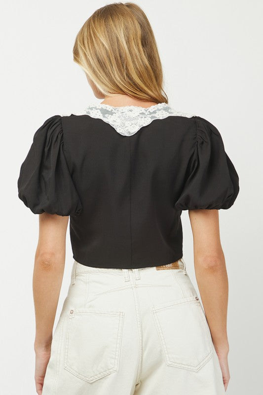 Short Puff Sleeve Blouse