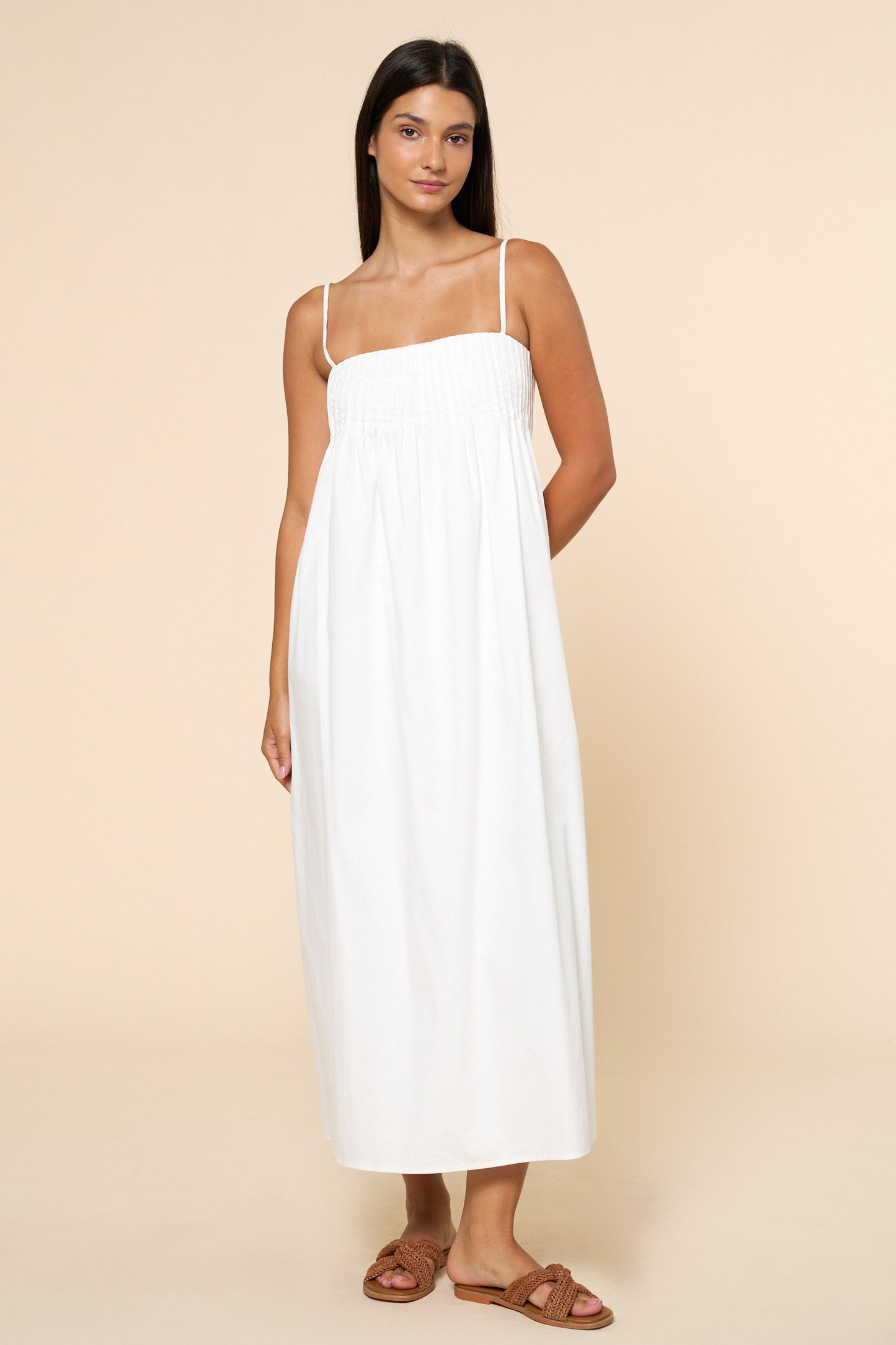 Pleated Spaghetti Straps Maxi Dress