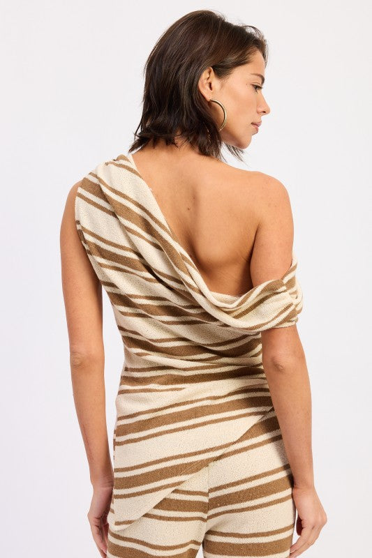 Asymmetrical Striped Knit Top