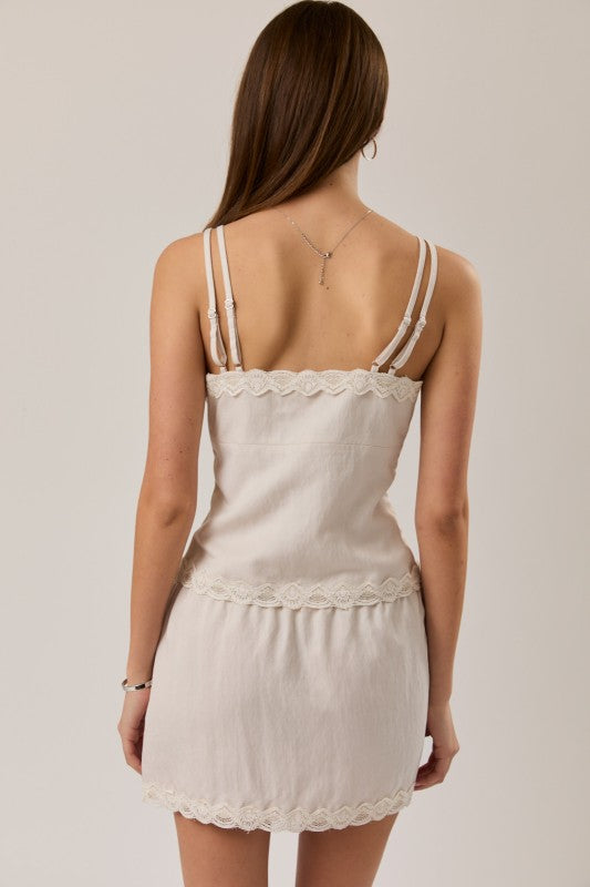 Double Strap Lace Trim Detail Top
