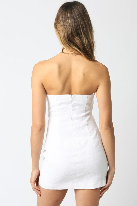 Nancy Strapless Linen Mini Dress