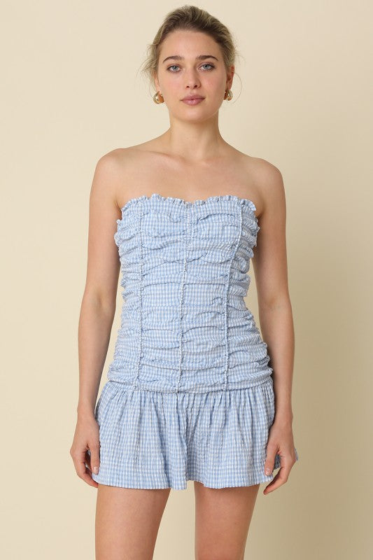 Brisa Strapless Ruched Mini Dress
