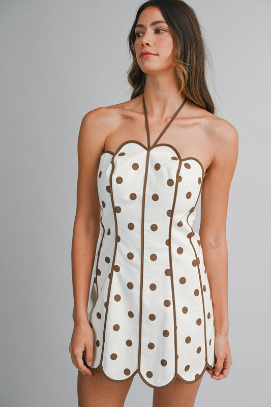 Polka Dot Scalloped Mini Dres