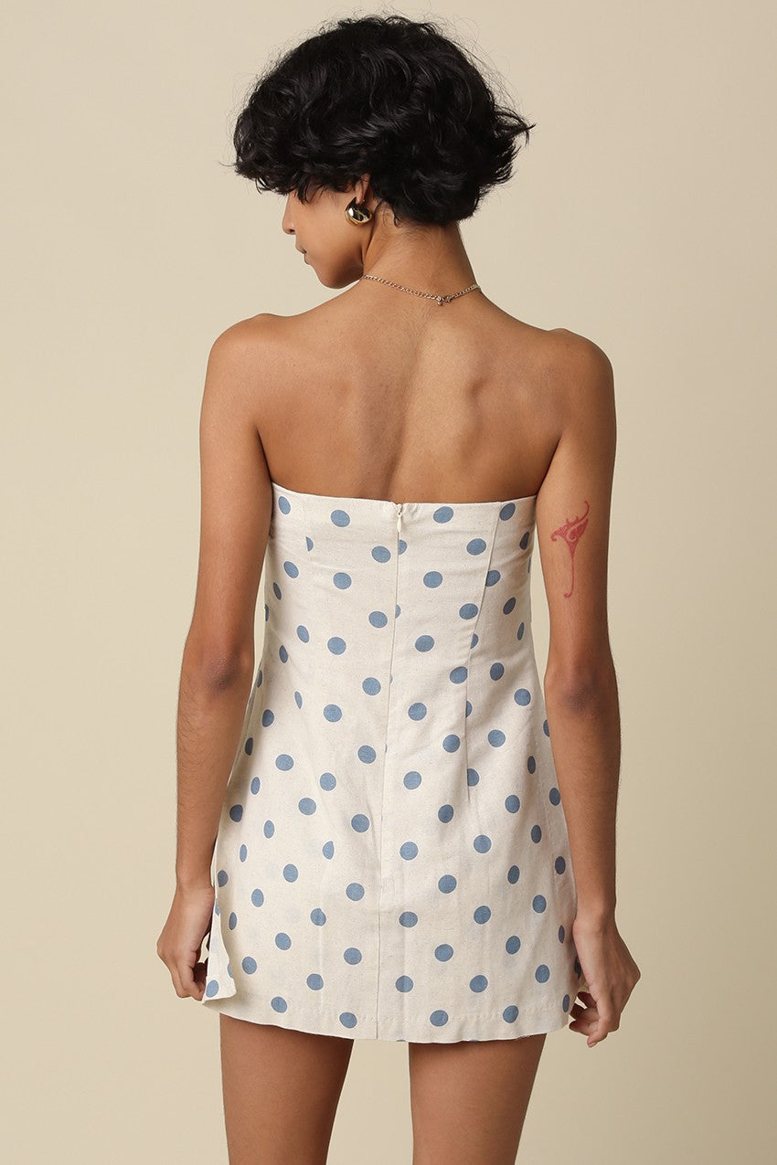 Lila Polka Dot Strapless Romper
