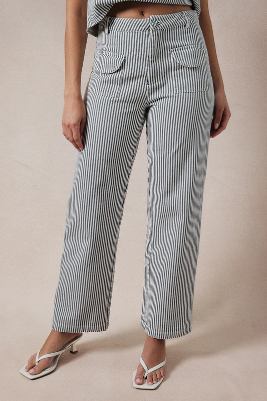 Striped Denim Pants