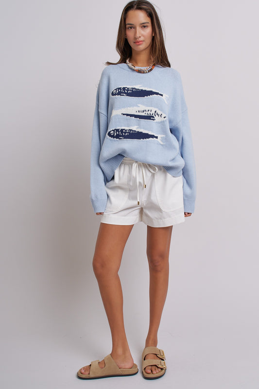 Seaside Sardine Oversized Knit Sweater -PRE ORDER