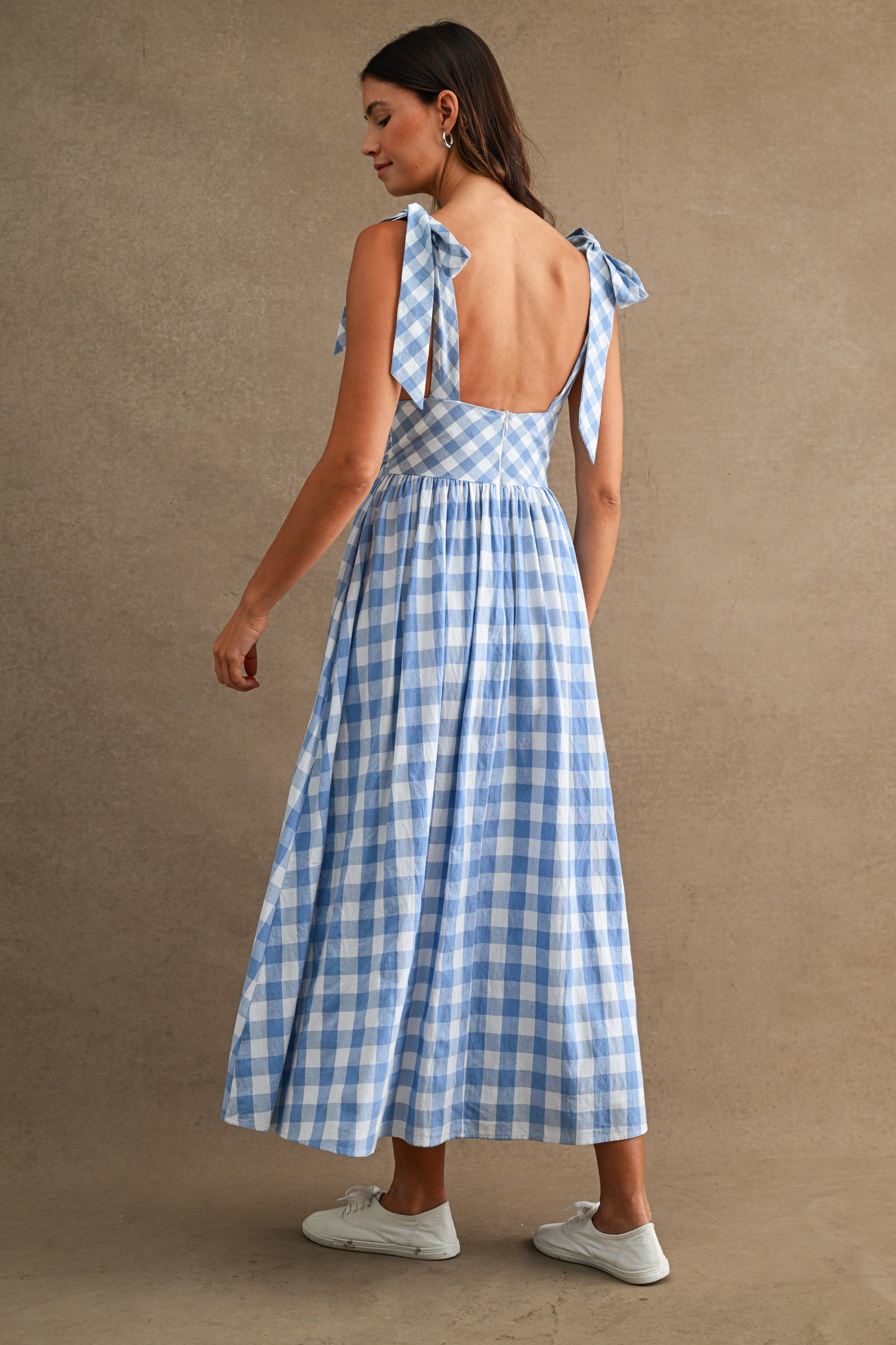 Gingham Plaid Midi Dress