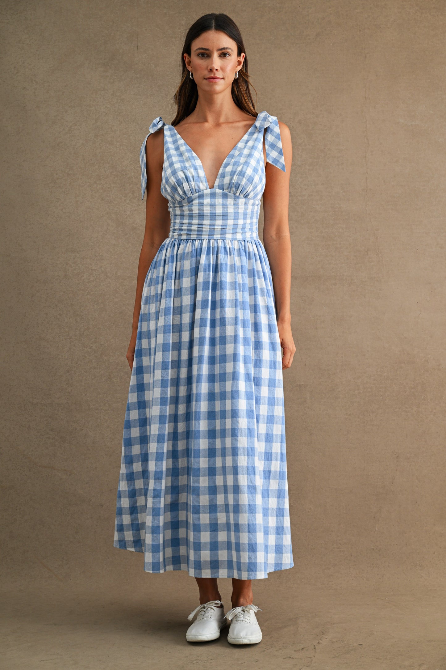 Gingham Plaid Midi Dress
