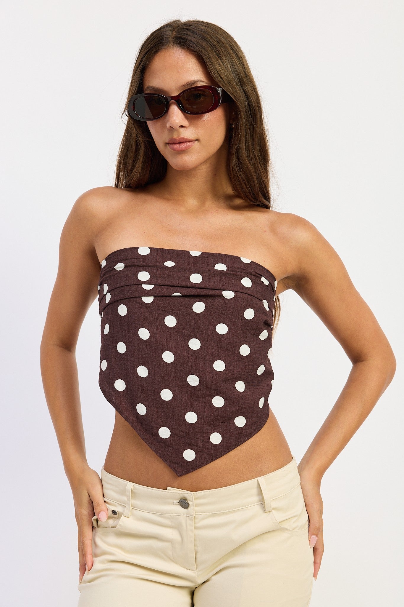 Polka Dot Scarf Bandana Satin Top