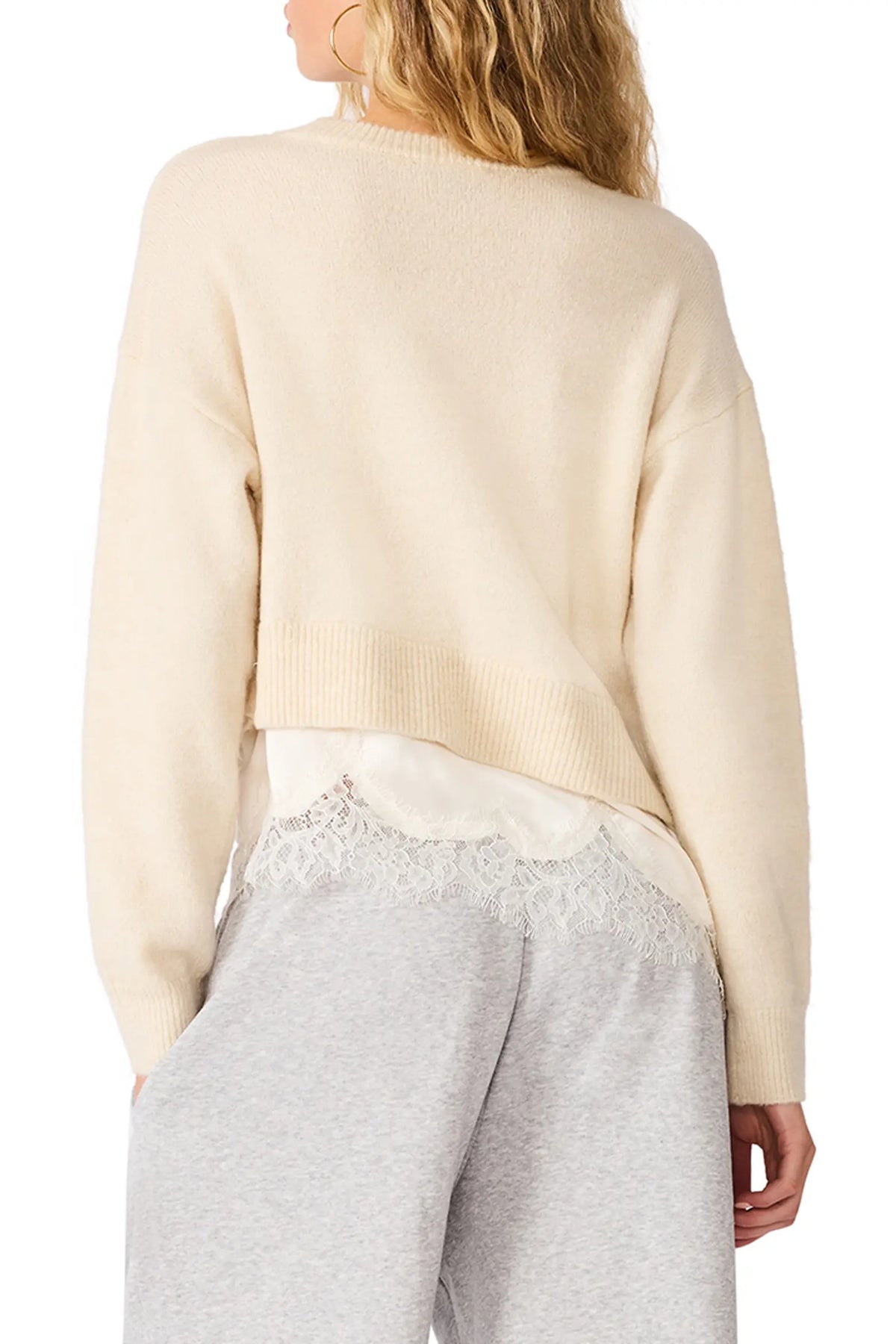 Aries Lace Hem Sweater - Steve Madden