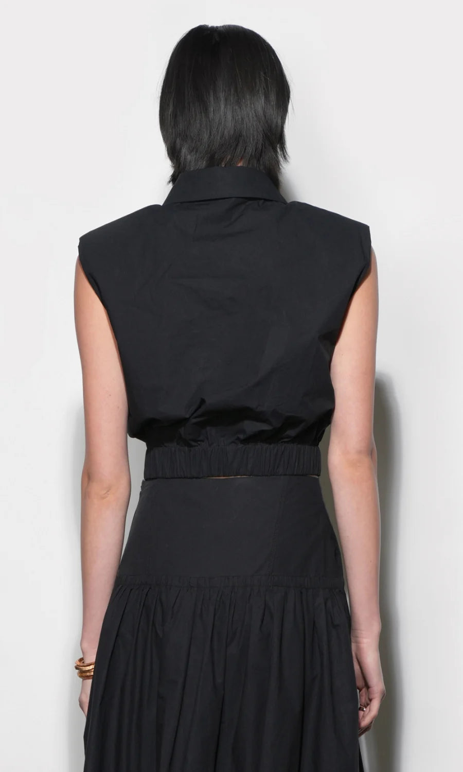 Oren Poplin Sleeveless Shirt With Elasticized Hem