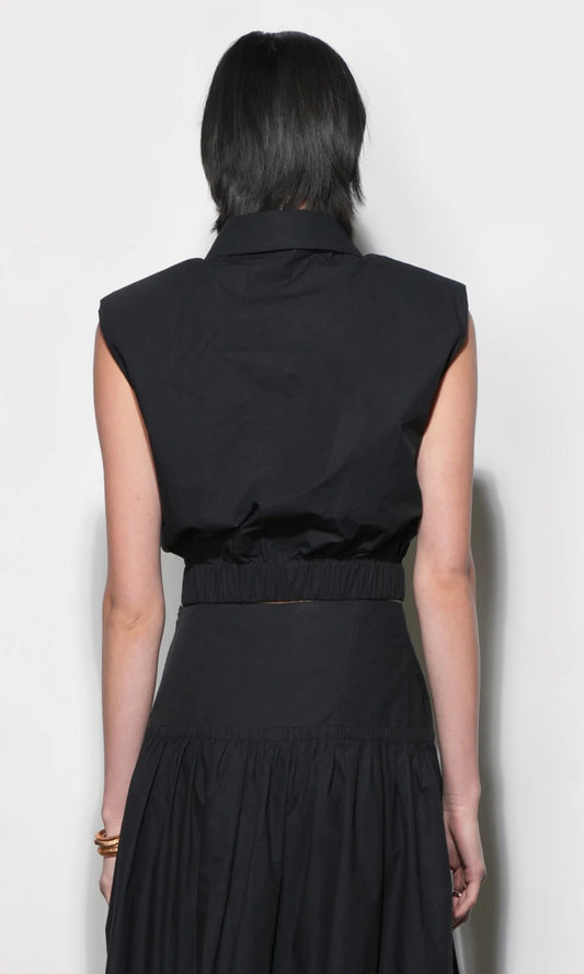 Oren Poplin Sleeveless Shirt With Elasticized Hem