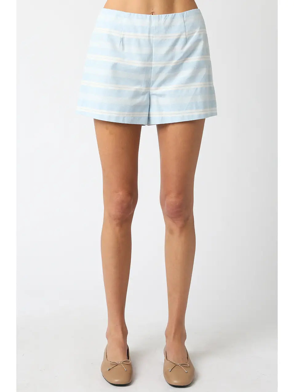 Kenny Striped High-Waist Pull-On Shorts