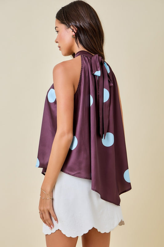 Polka Dot Halter Neck Blouse