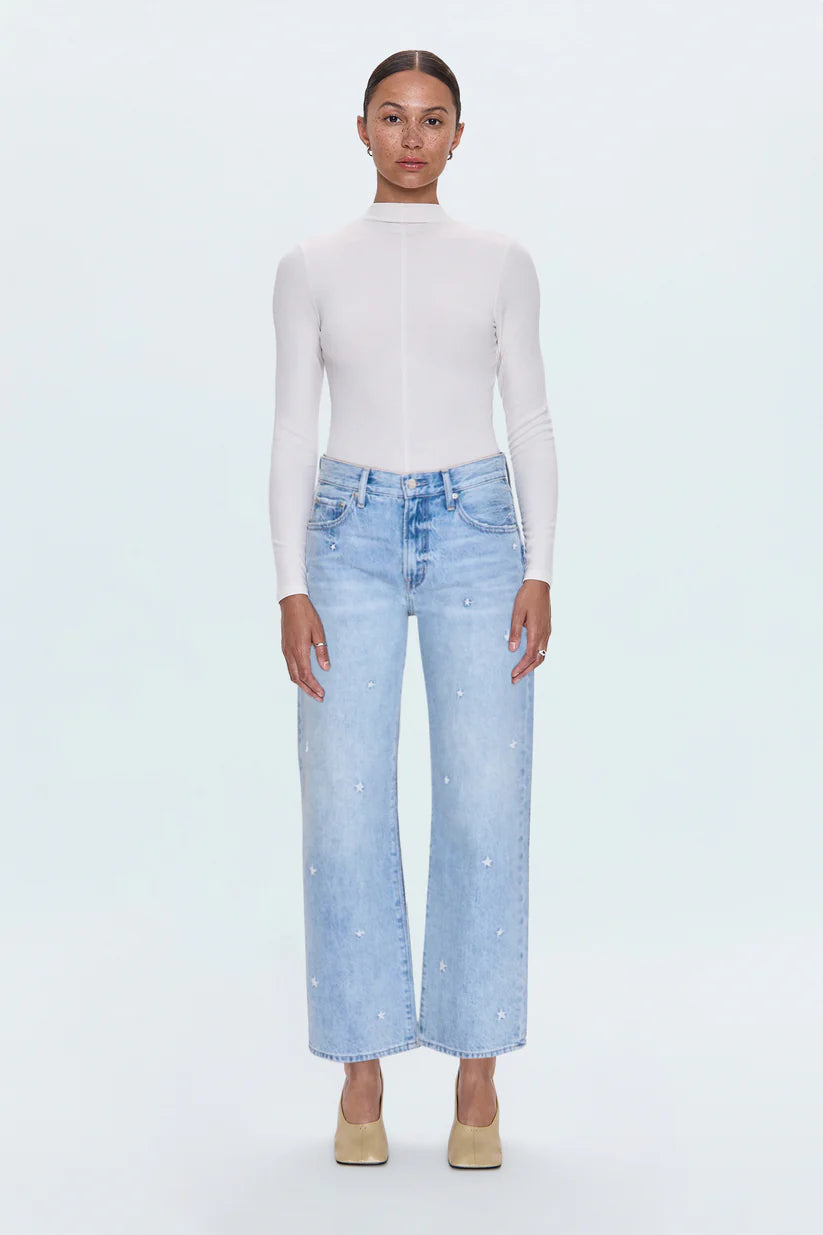 Pistola - Lexi Mid Rise Bowed Straight Denim, Stellar