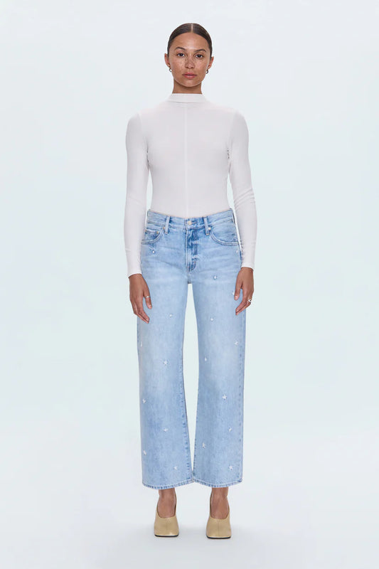 Pistola - Lexi Mid Rise Bowed Straight Denim, Stellar