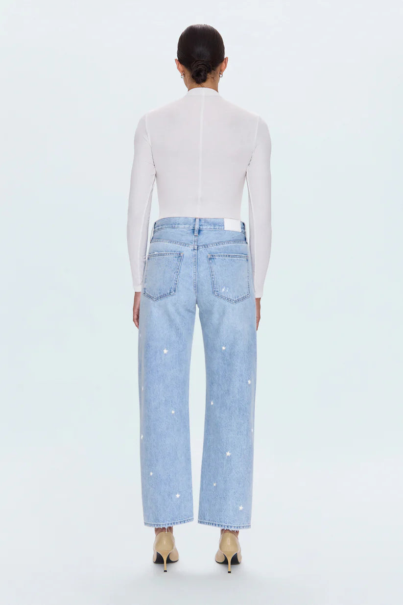 Pistola - Lexi Mid Rise Bowed Straight Denim, Stellar