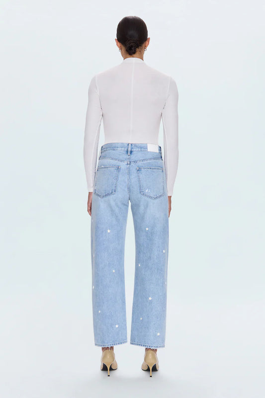 Pistola - Lexi Mid Rise Bowed Straight Denim, Stellar