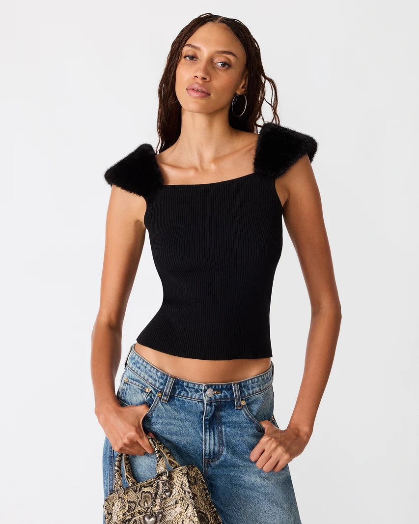 Madelyn Sweater Top Black - Steve Madden