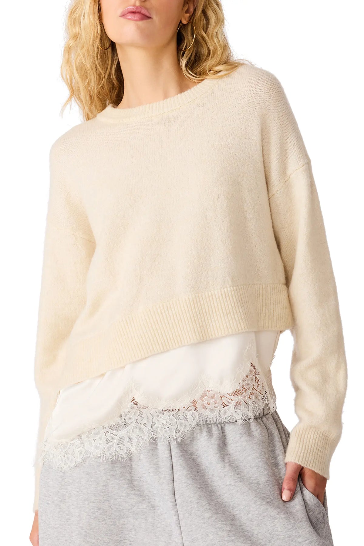 Aries Lace Hem Sweater - Steve Madden